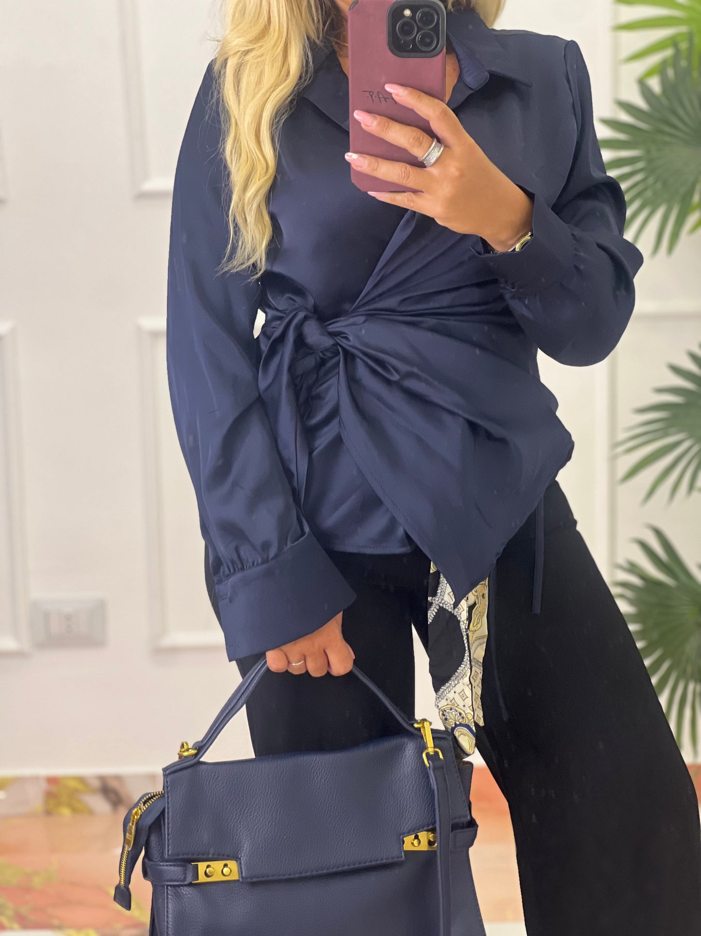 Camicia kimono blu navi