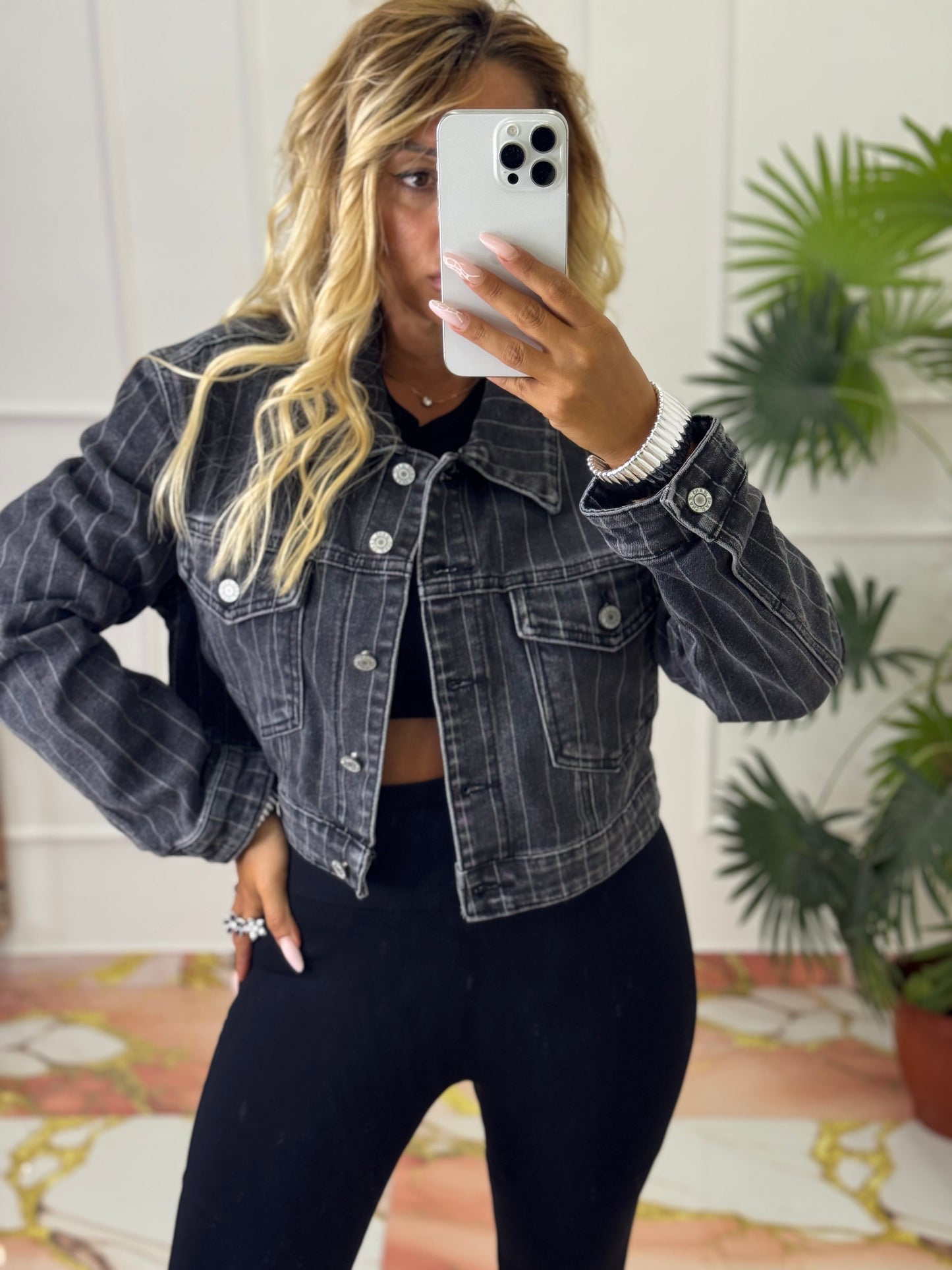 Giacca di jeans crop