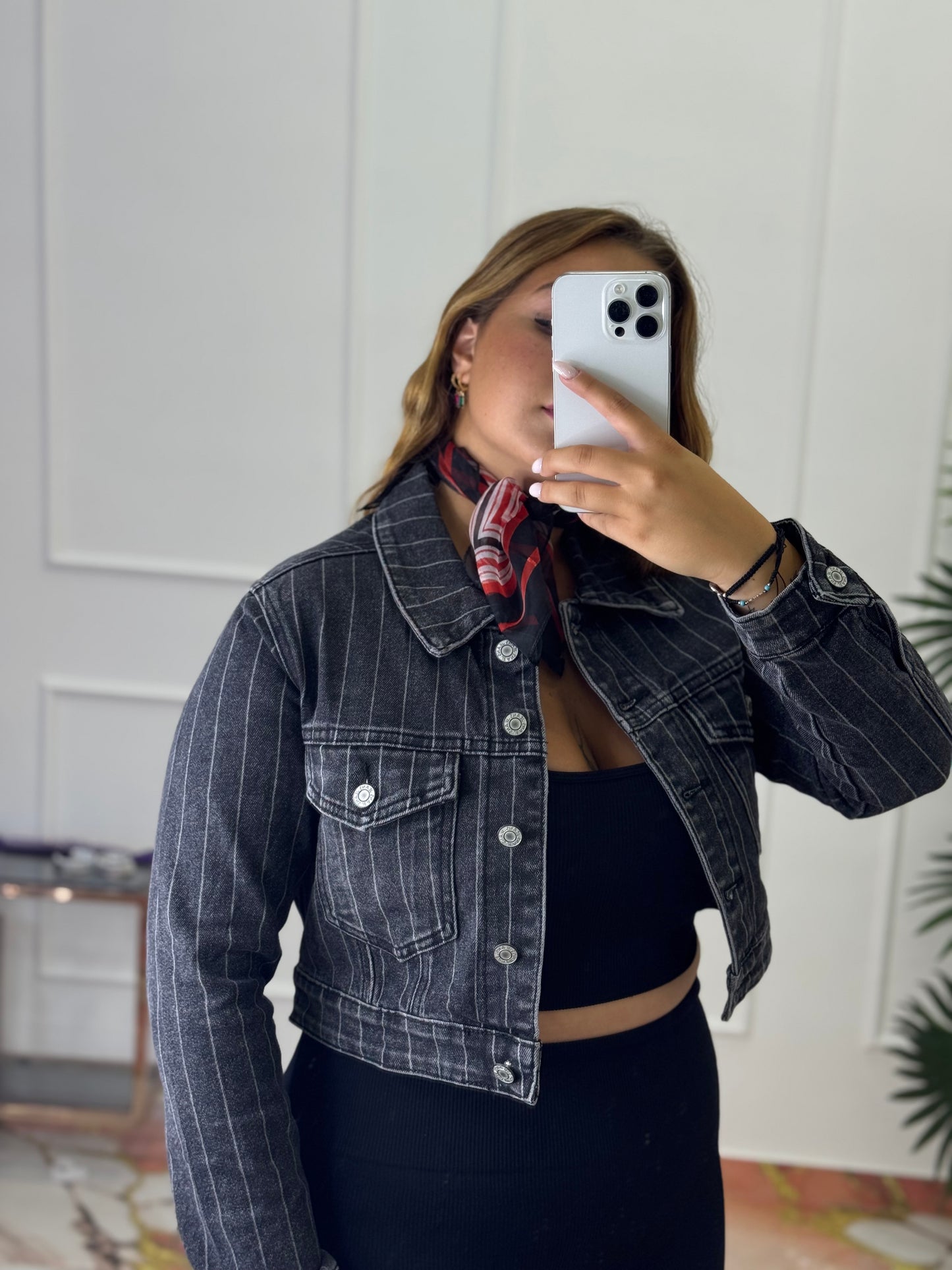 Giacca di jeans crop