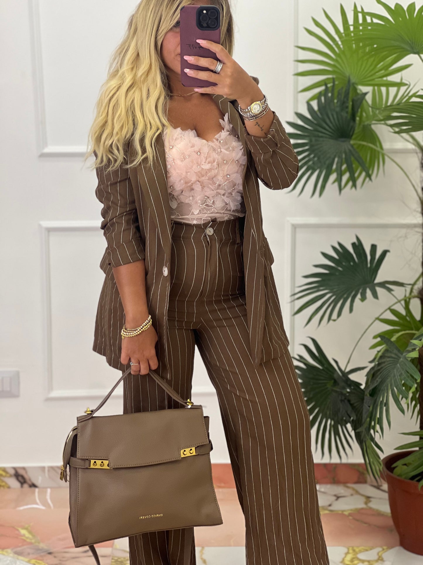 Tailleur terry marrone