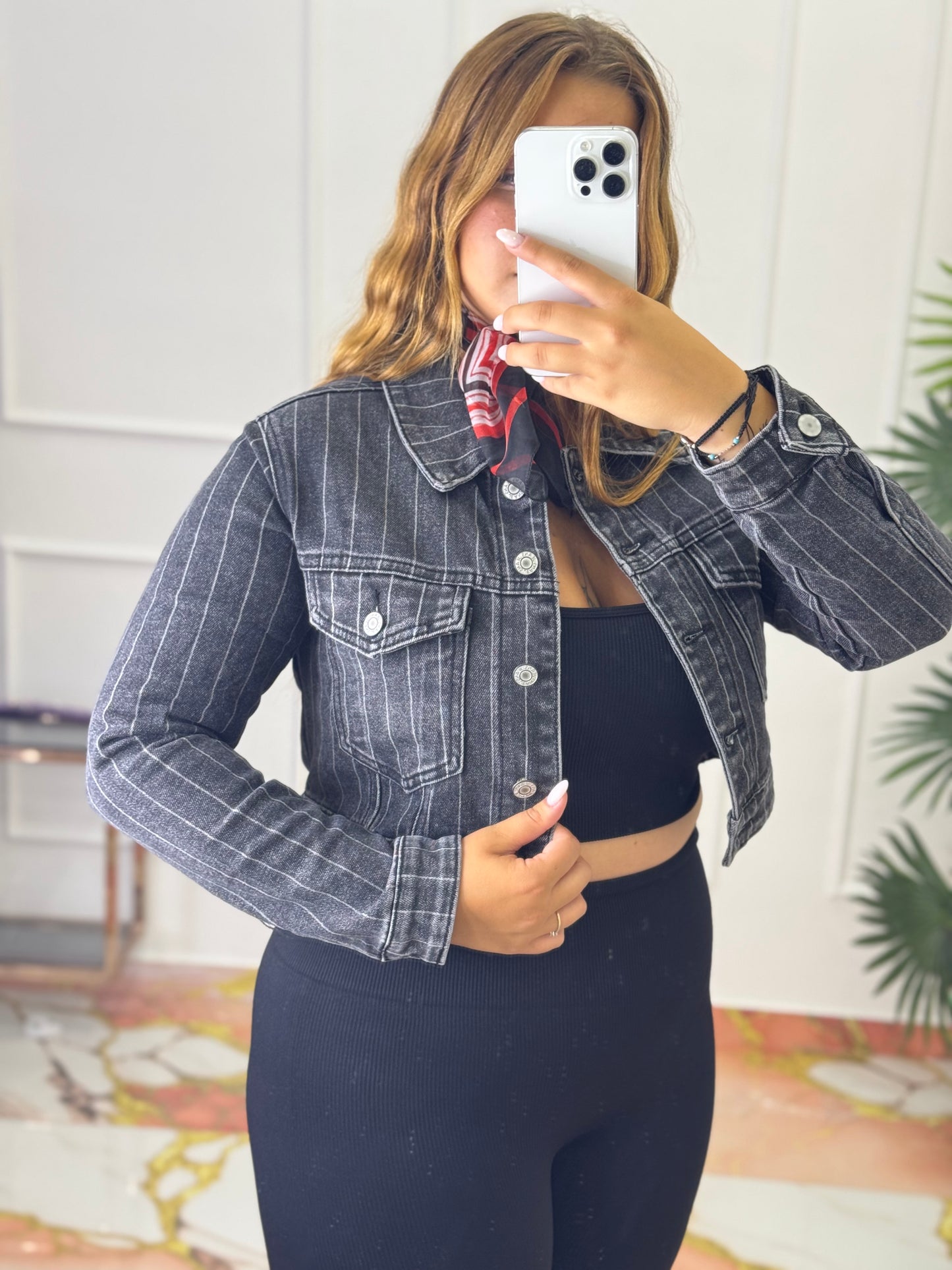 Giacca di jeans crop