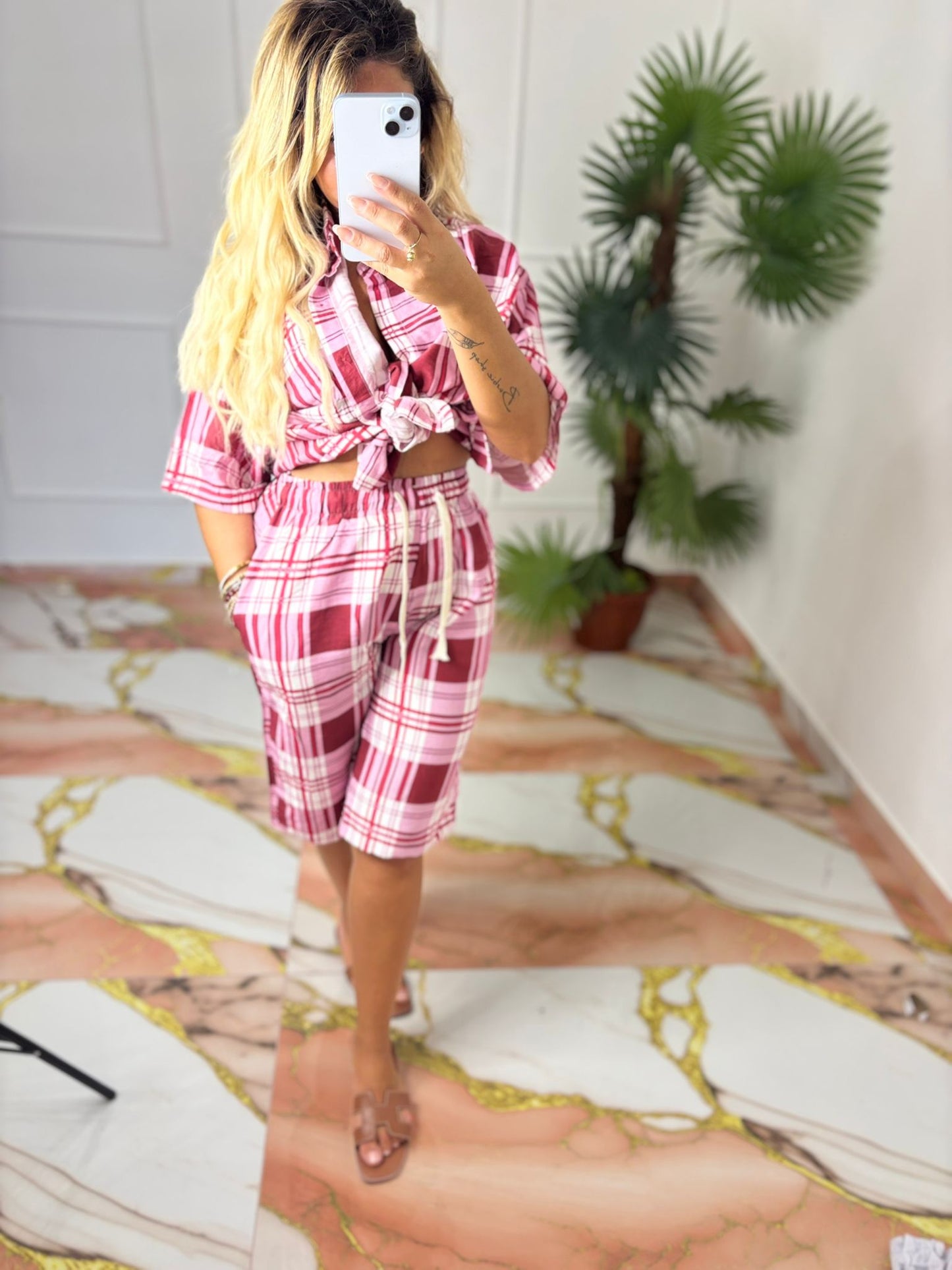 Coordinato Quadri Fucsia