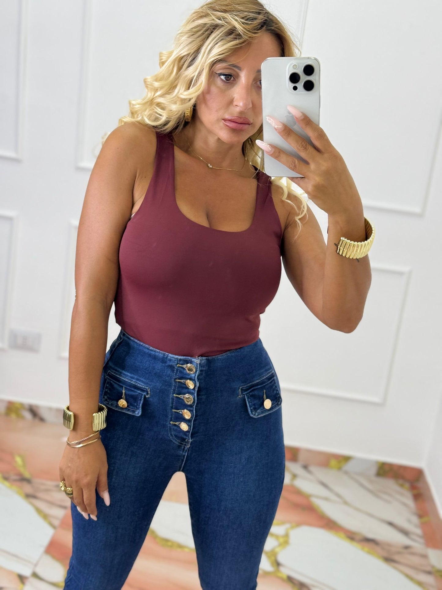 Canotta lycra bordó