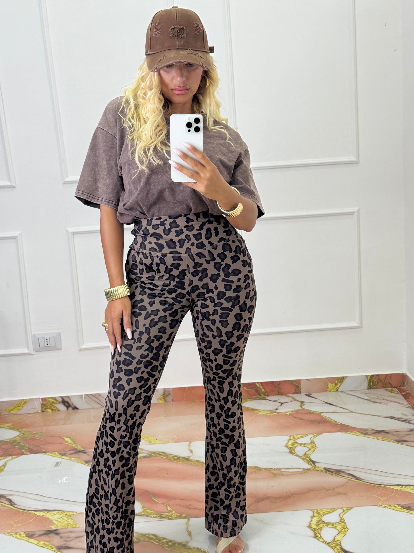 Pantalone tigrotto beige