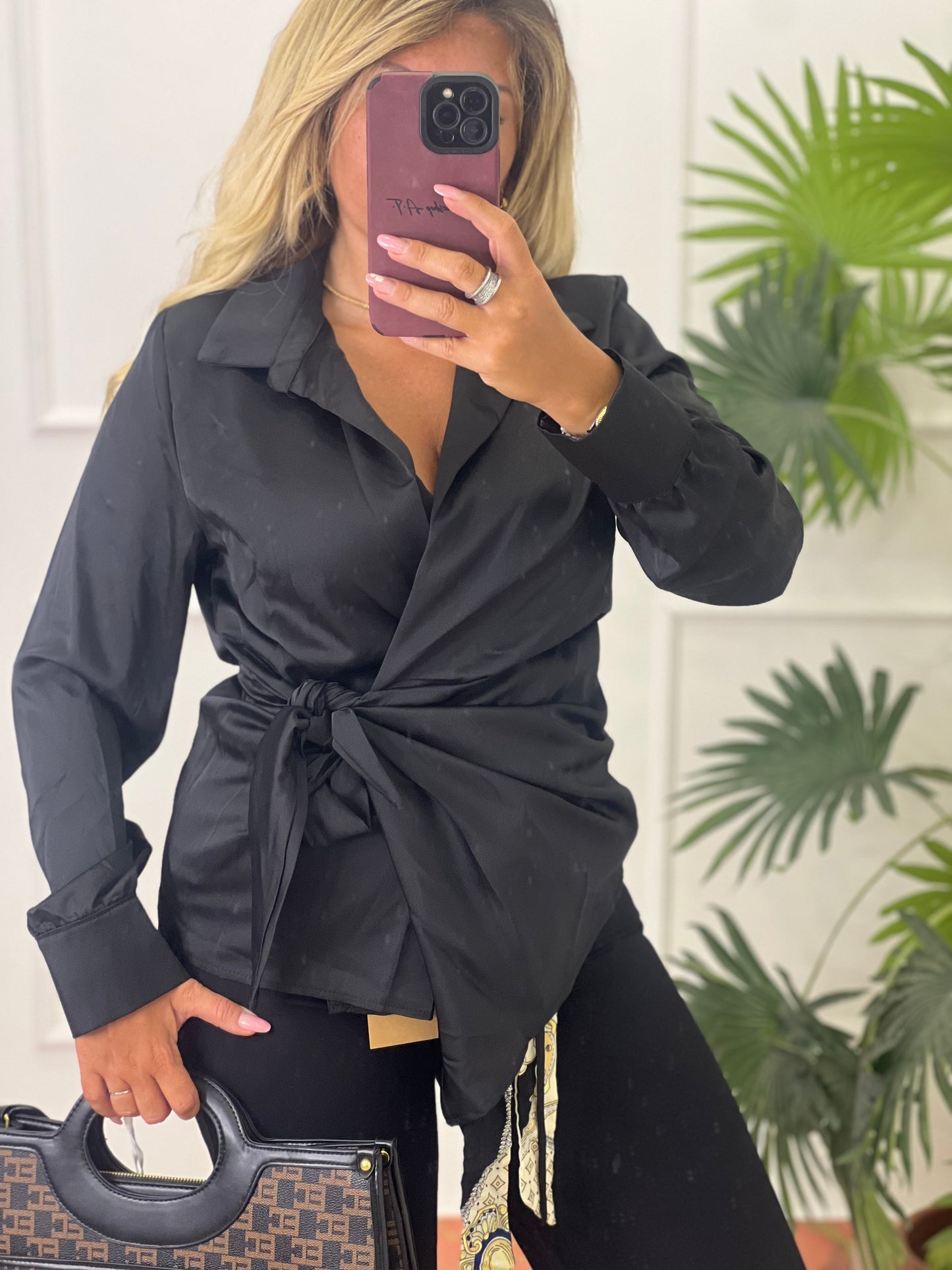 Camicia kimono nera