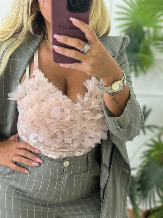 Top fiore rosa