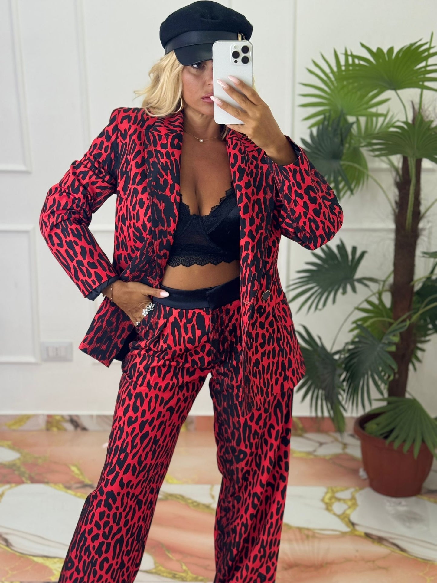 Tailleur tigre rosso luxury