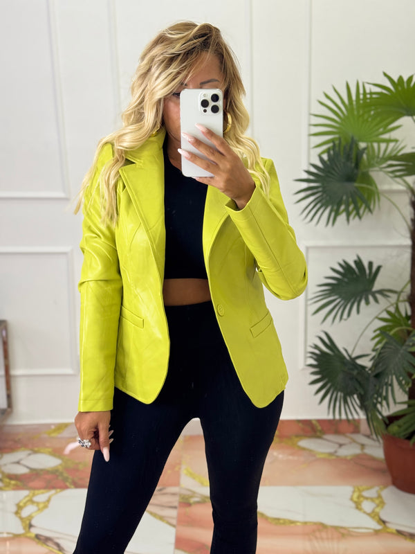 Giacca ecopelle verde lime