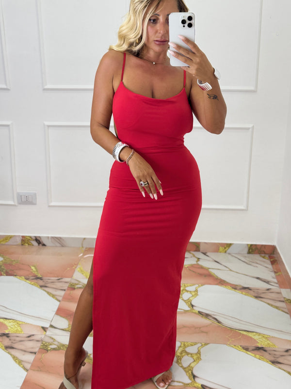 Abito Scollato Rosso