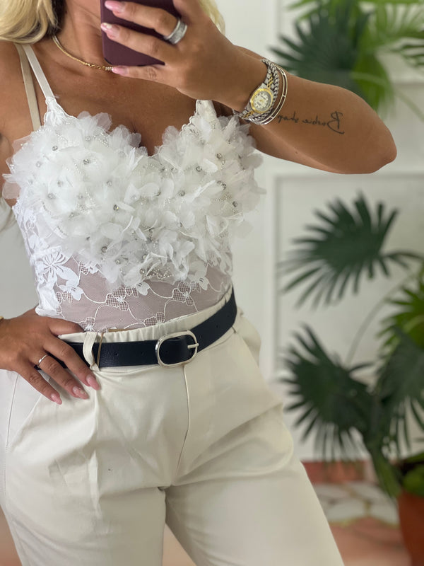 Top fiore bianco