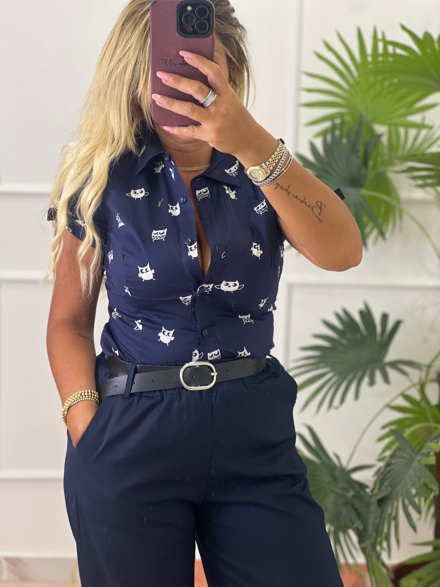 Camicia gufetta blu