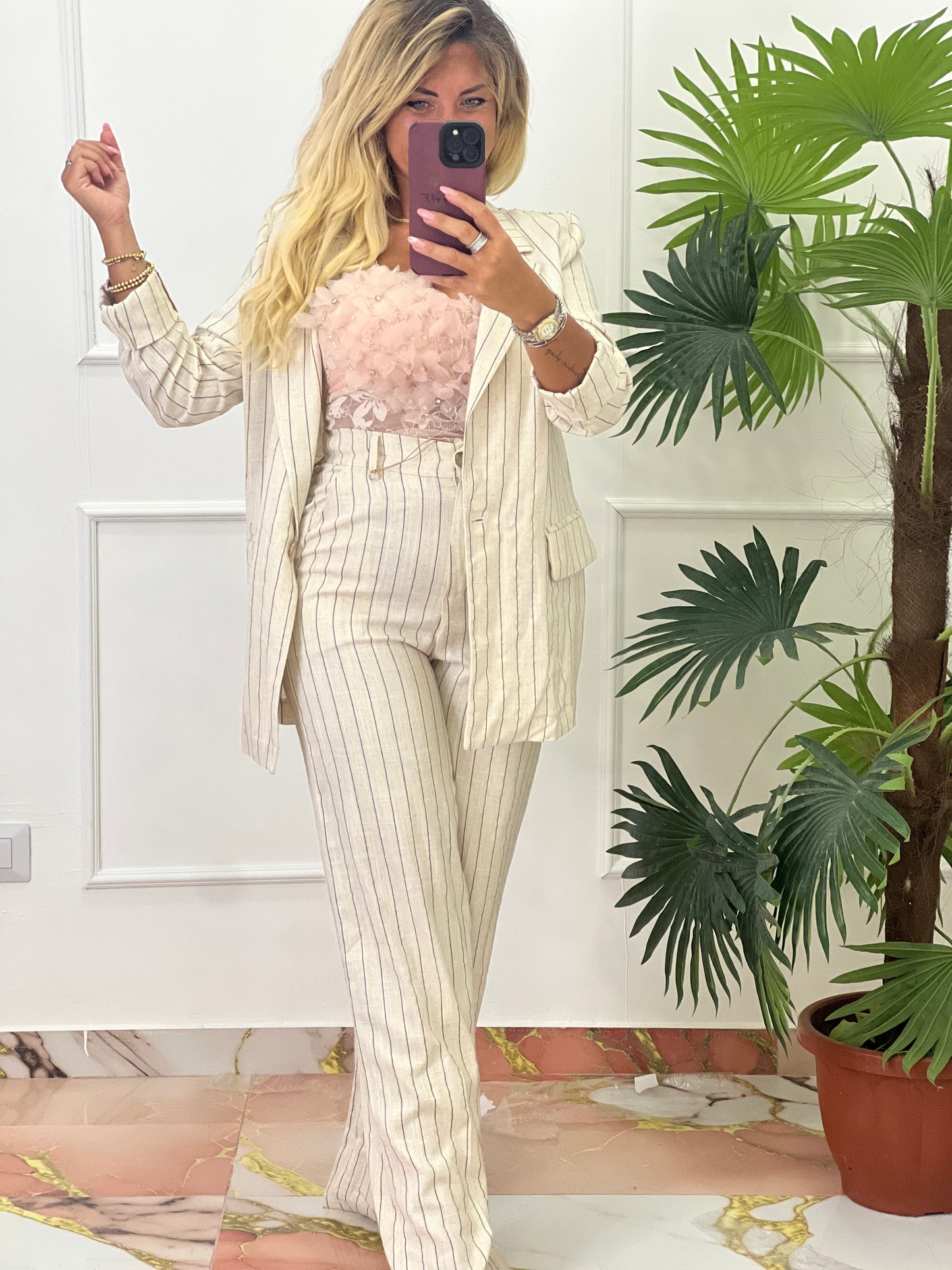 Tailleur terry beige