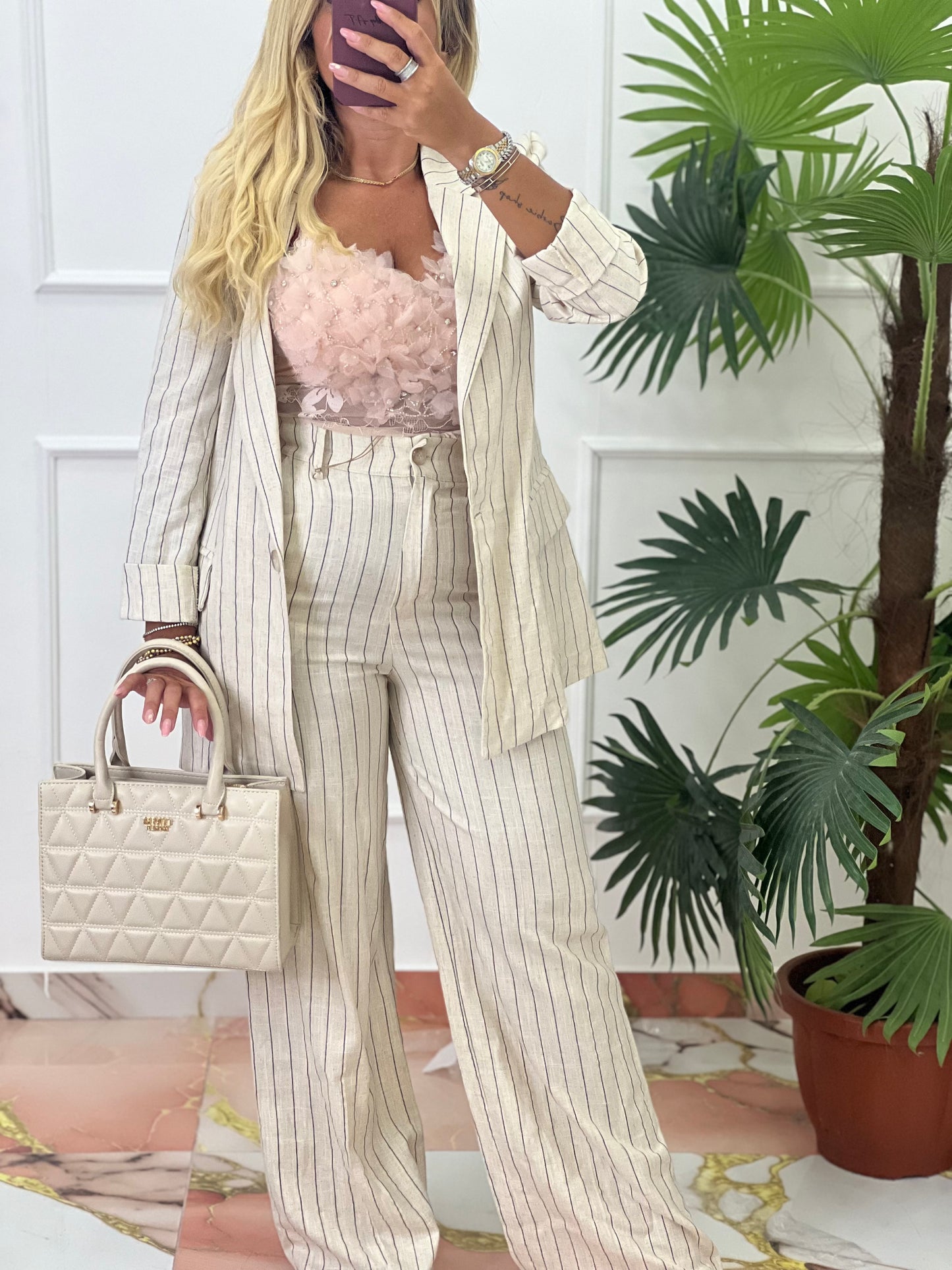 Tailleur terry beige