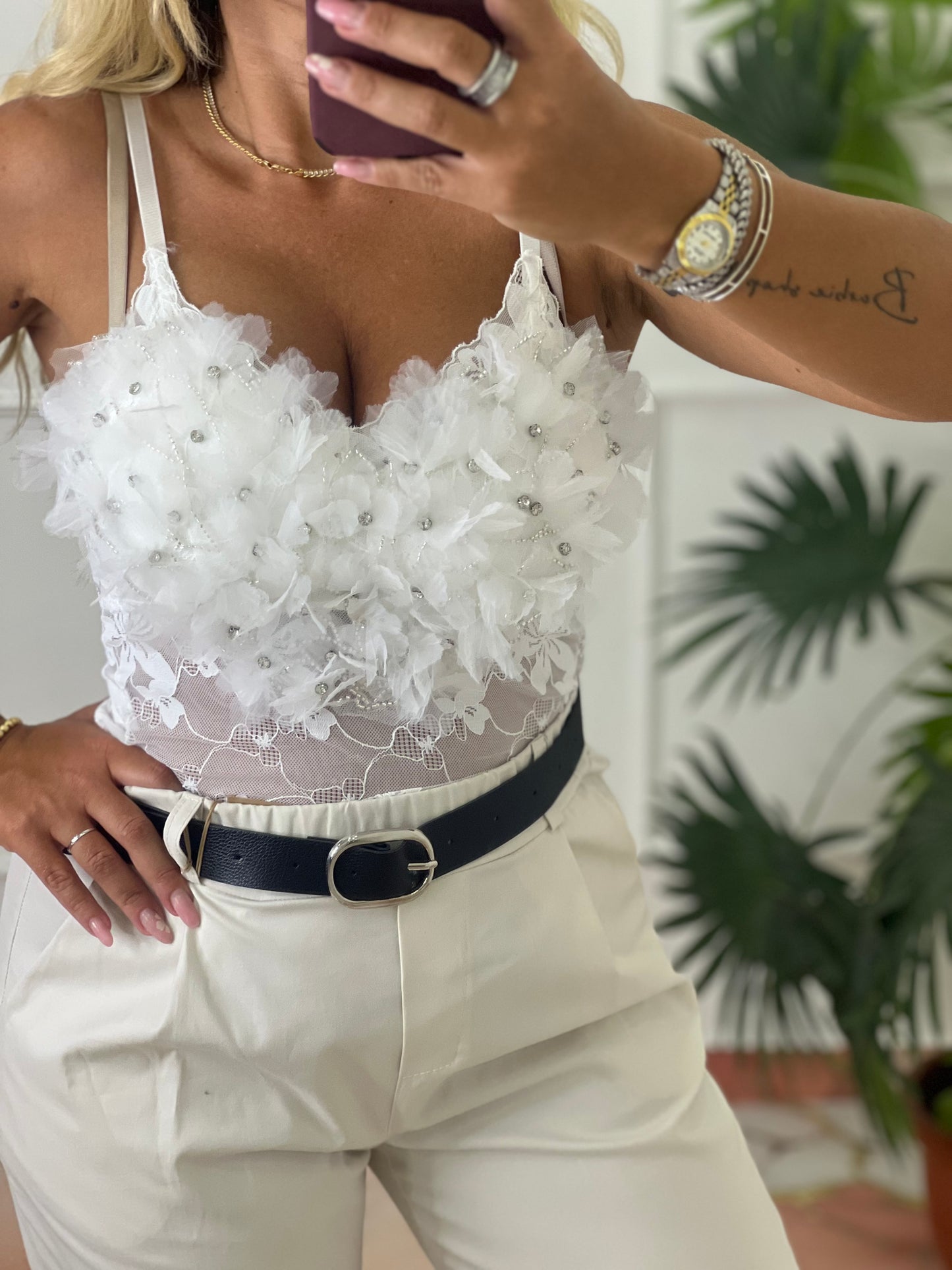Top fiore bianco
