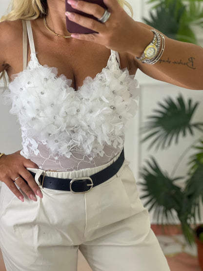 Top fiore bianco
