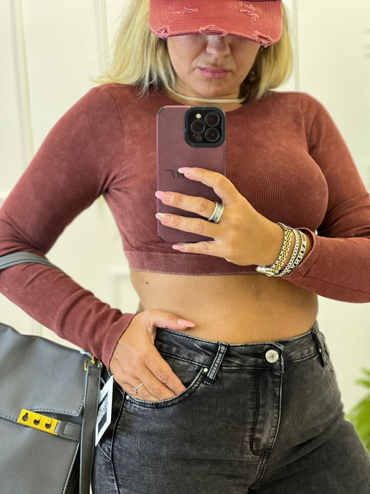 Maglia Crop Bordeaux