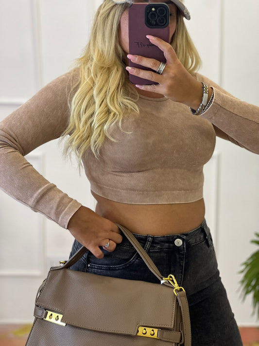 Maglia Crop Beige