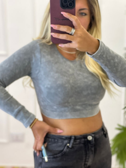 Maglia Crop Grigio