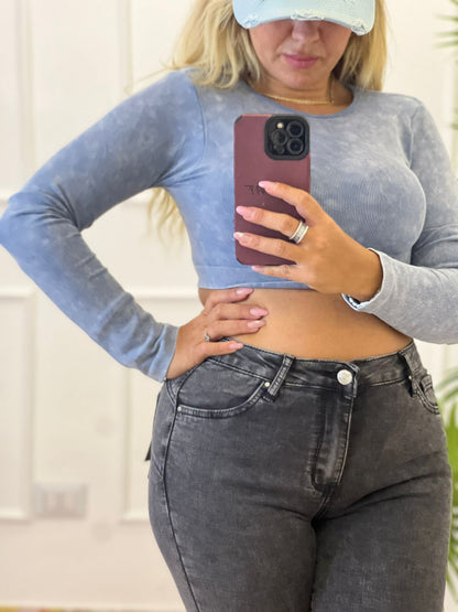 Maglia Crop celeste