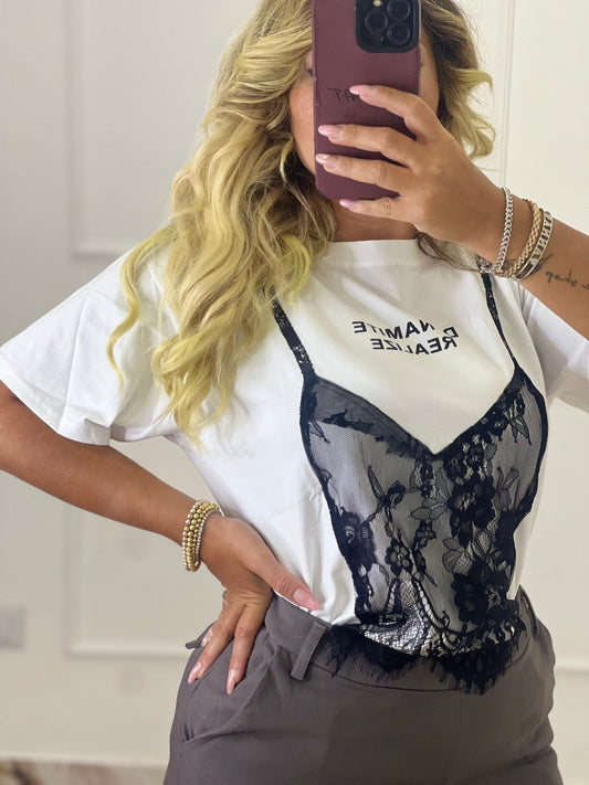 T-shirt pizzo bianca