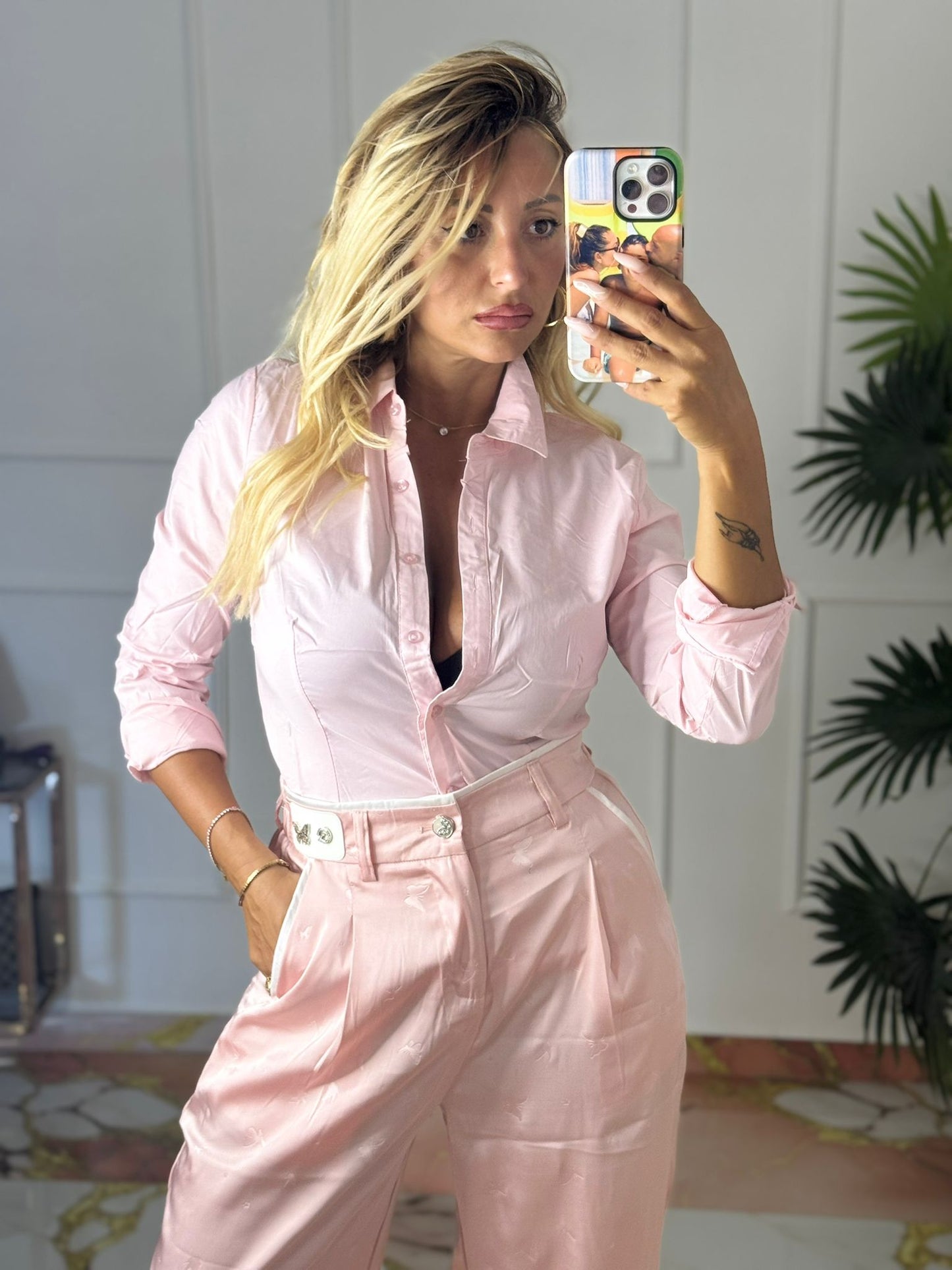 Camicia slim rosa