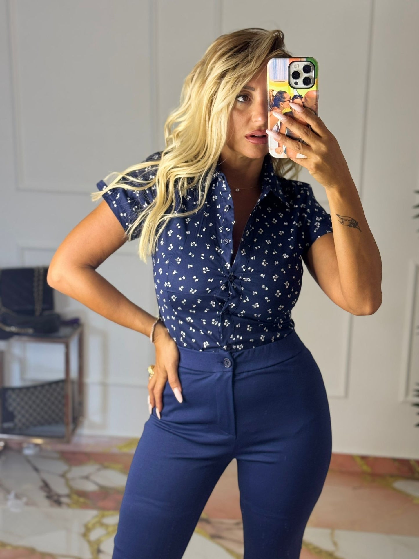 Camicia cherry blu
