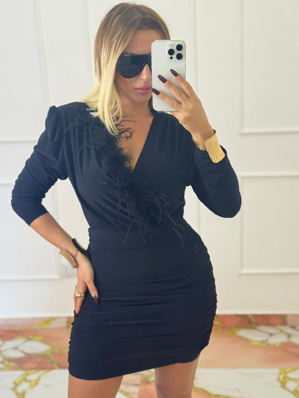 Mini dress con piume